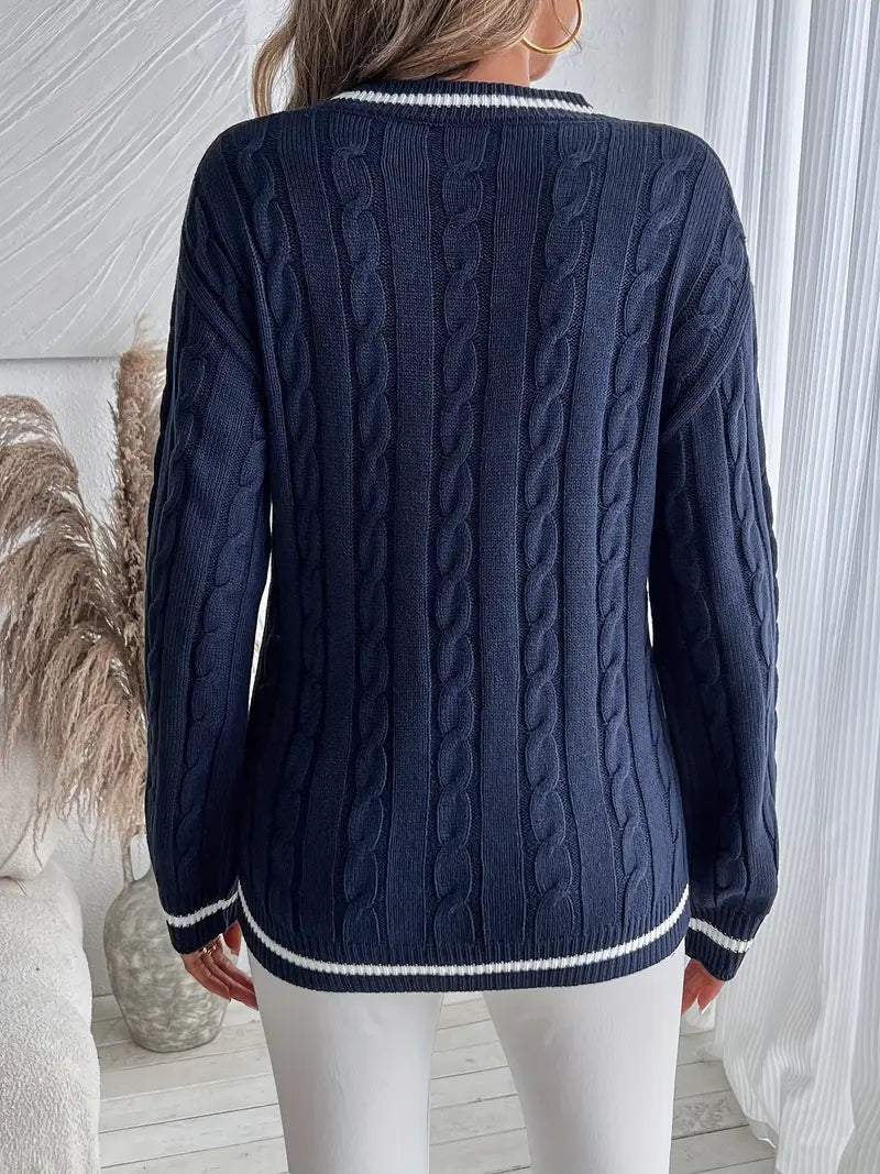 Harper™ | Jersey de ochos con escote en V y rayas