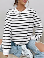 Willow™ | Sudadera oversize de rayas con cuello redondo