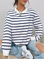 Willow™ | Sudadera oversize de rayas con cuello redondo