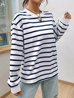Willow™ | Sudadera oversize de rayas con cuello redondo