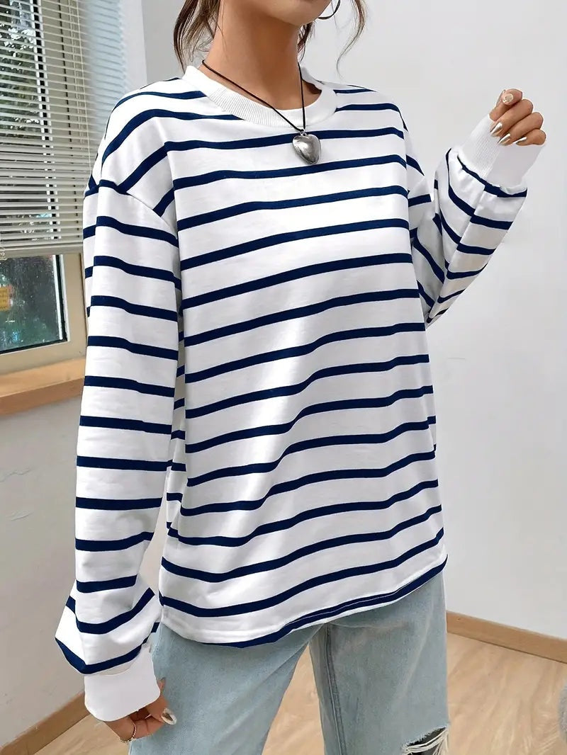 Willow™ | Sudadera oversize de rayas con cuello redondo