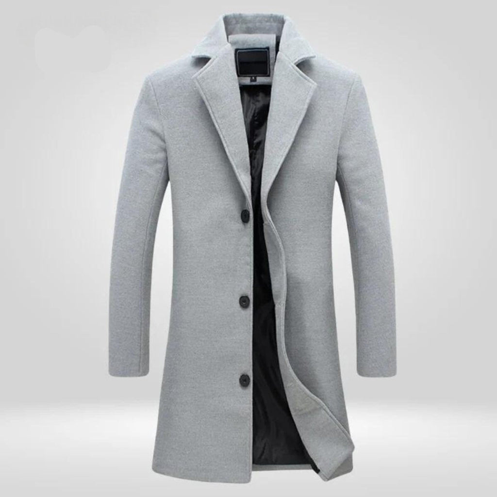 Micah™ | Abrigo largo de paño para hombre con solapa y botones