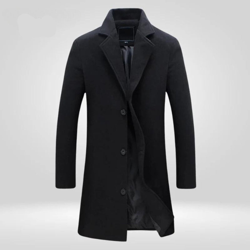 Micah™ | Abrigo largo de paño para hombre con solapa y botones