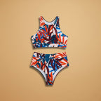 Ava™ | Bikini deportivo de tiro alto con estampado tropical