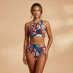 Ava™ | Bikini deportivo de tiro alto con estampado tropical