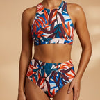 Ava™ | Bikini deportivo de tiro alto con estampado tropical