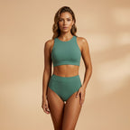 Ava™ | Bikini deportivo de tiro alto con estampado tropical