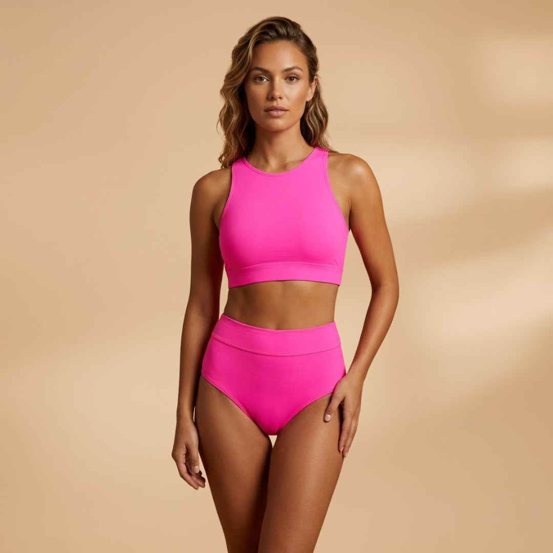 Ava™ | Bikini deportivo de tiro alto con estampado tropical