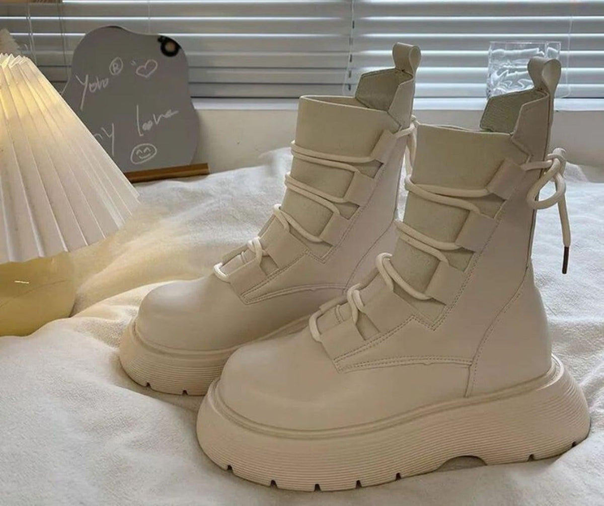 Jessica™ | Botas militares de plataforma con cordones y hebillas