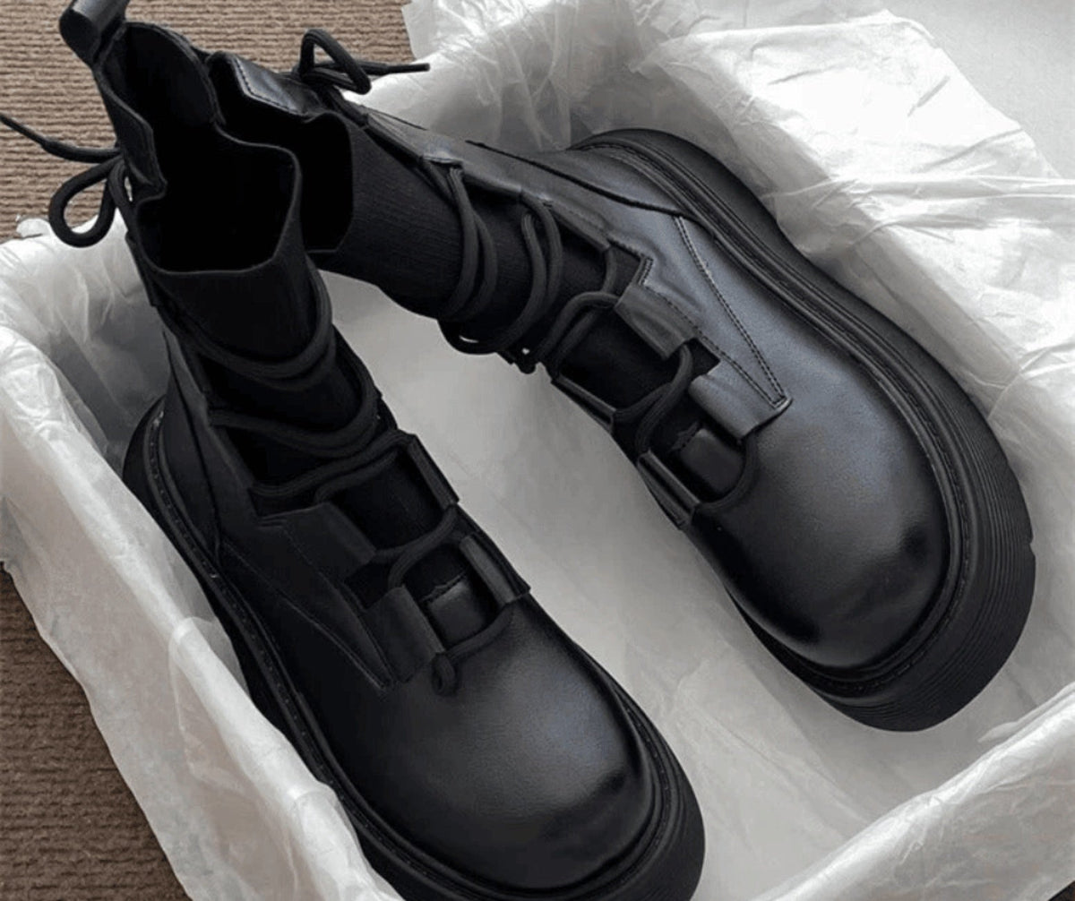 Jessica™ | Botas militares de plataforma con cordones y hebillas