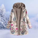 Josie™ | Chaqueta larga de borreguito estampada con capucha