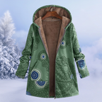 Josie™ | Chaqueta larga de borreguito estampada con capucha