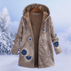 Josie™ | Chaqueta larga de borreguito estampada con capucha
