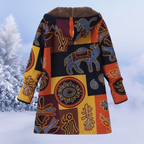 Josie™ | Chaqueta larga de borreguito estampada con capucha