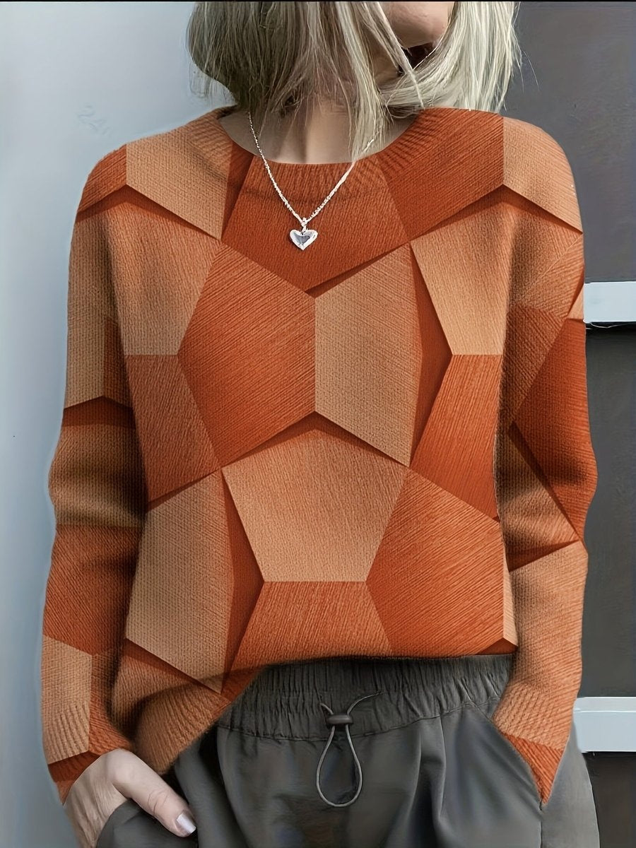 Mia™ | Jersey ligero geométrico de cuello redondo