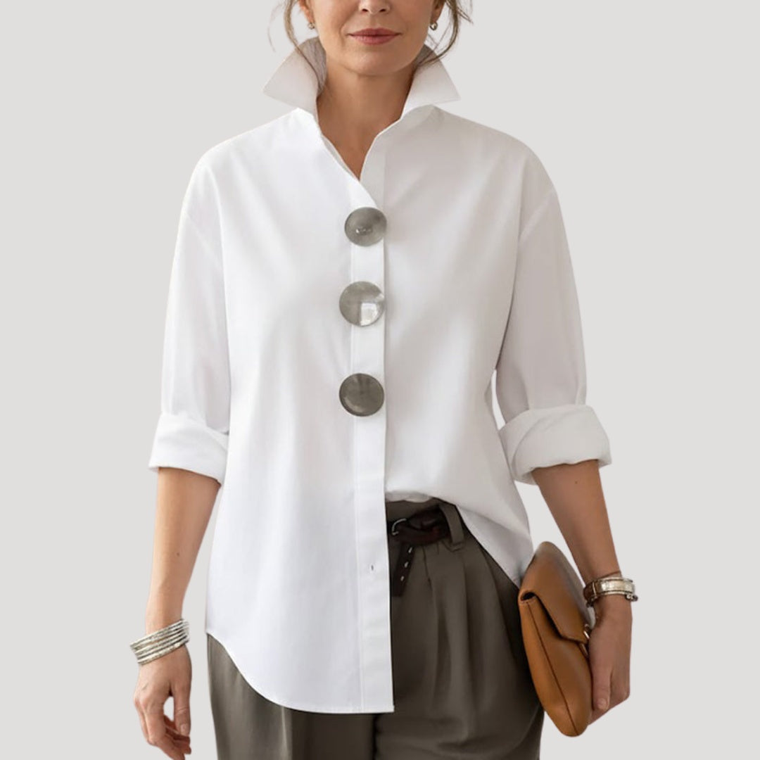 Sarah™ | Blusa elegante de cuello alto con botones