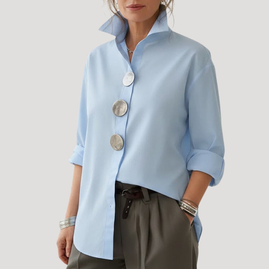 Sarah™ | Blusa elegante de cuello alto con botones