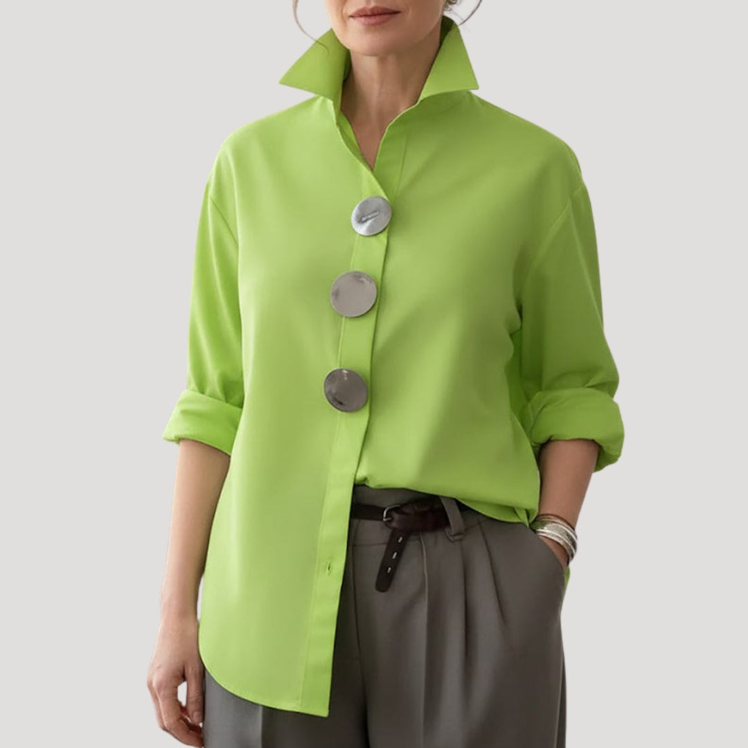 Sarah™ | Blusa elegante de cuello alto con botones