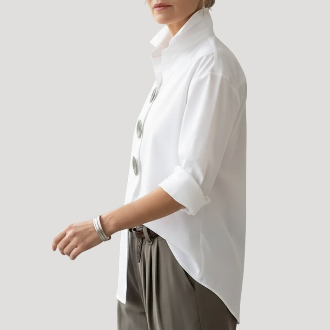 Sarah™ | Blusa elegante de cuello alto con botones