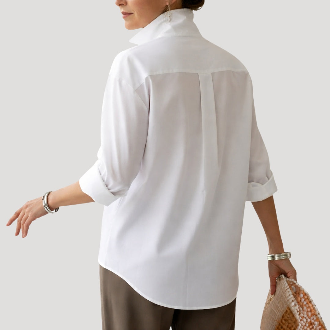 Sarah™ | Blusa elegante de cuello alto con botones