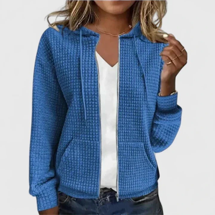 Lillian™ | Jersey de punto gofrado con capucha y cremallera