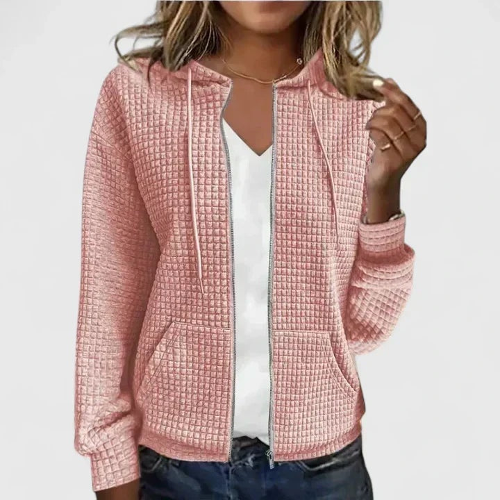 Lillian™ | Jersey de punto gofrado con capucha y cremallera