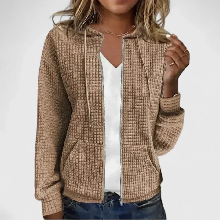 Lillian™ | Jersey de punto gofrado con capucha y cremallera