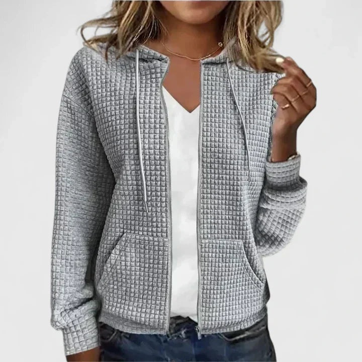 Lillian™ | Jersey de punto gofrado con capucha y cremallera