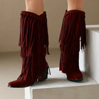 Eliza™ | Botas camperas altas con flecos