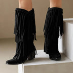 Eliza™ | Botas camperas altas con flecos