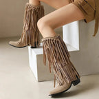 Eliza™ | Botas camperas altas con flecos