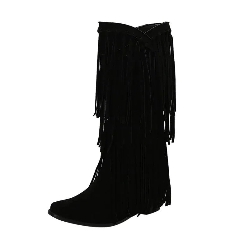 Eliza™ | Botas camperas altas con flecos