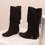 Eliza™ | Botas camperas altas con flecos