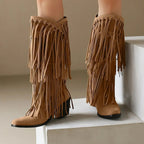 Eliza™ | Botas camperas altas con flecos