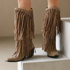 Eliza™ | Botas camperas altas con flecos