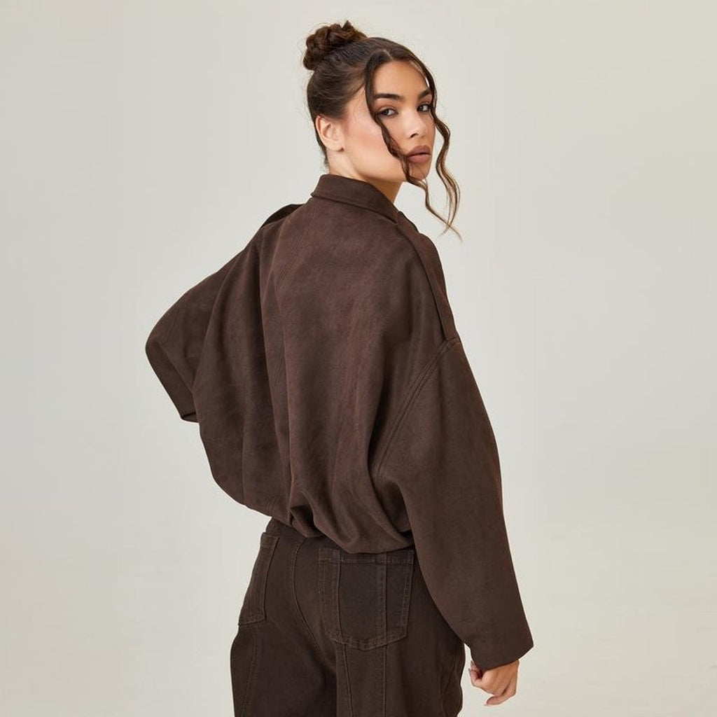 Phoebe™ | Chaqueta bomber oversize de antelina para mujer