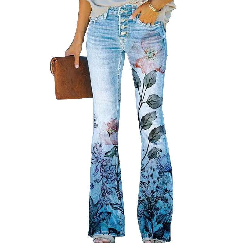 Eden™ | Vaqueros flare de tiro alto con estampado floral