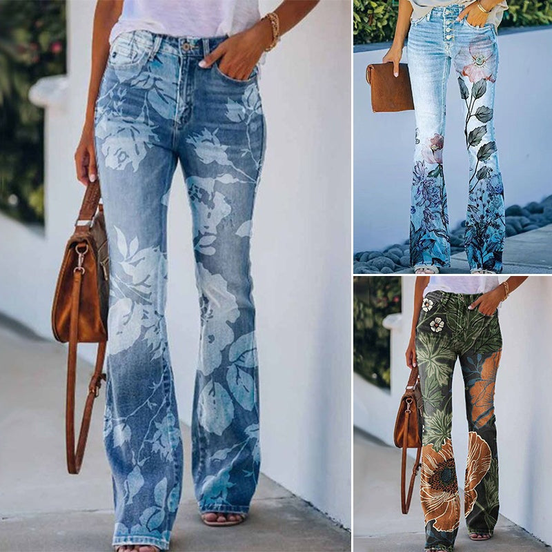 Eden™ | Vaqueros flare de tiro alto con estampado floral