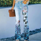 Eden™ | Vaqueros flare de tiro alto con estampado floral