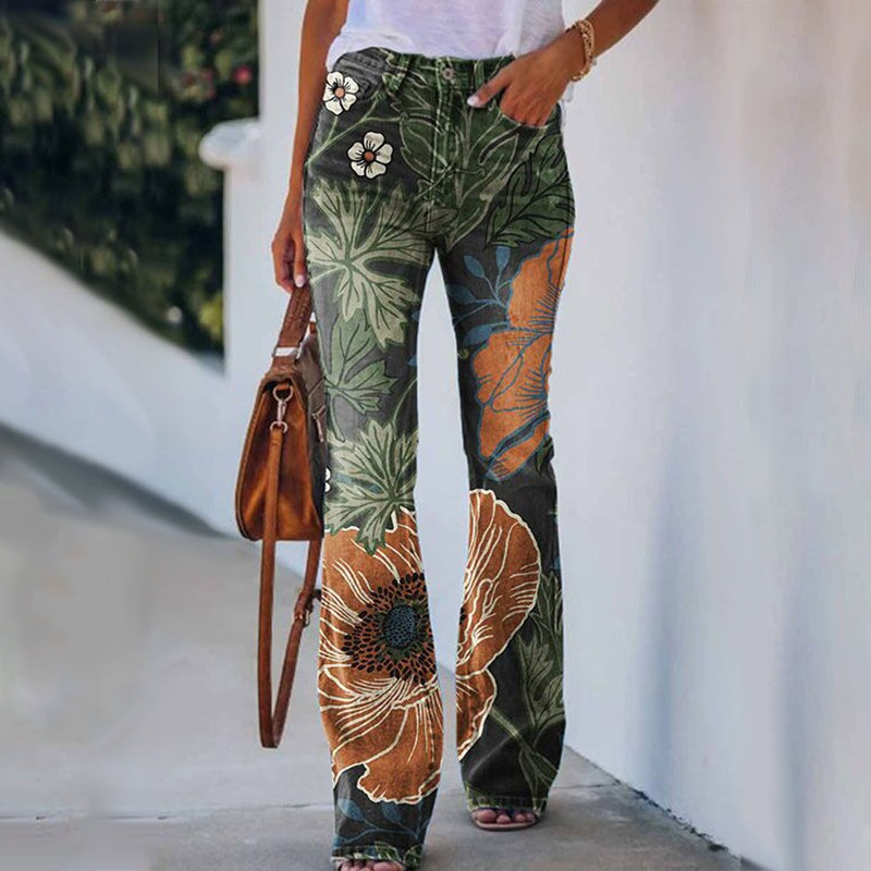 Eden™ | Vaqueros flare de tiro alto con estampado floral