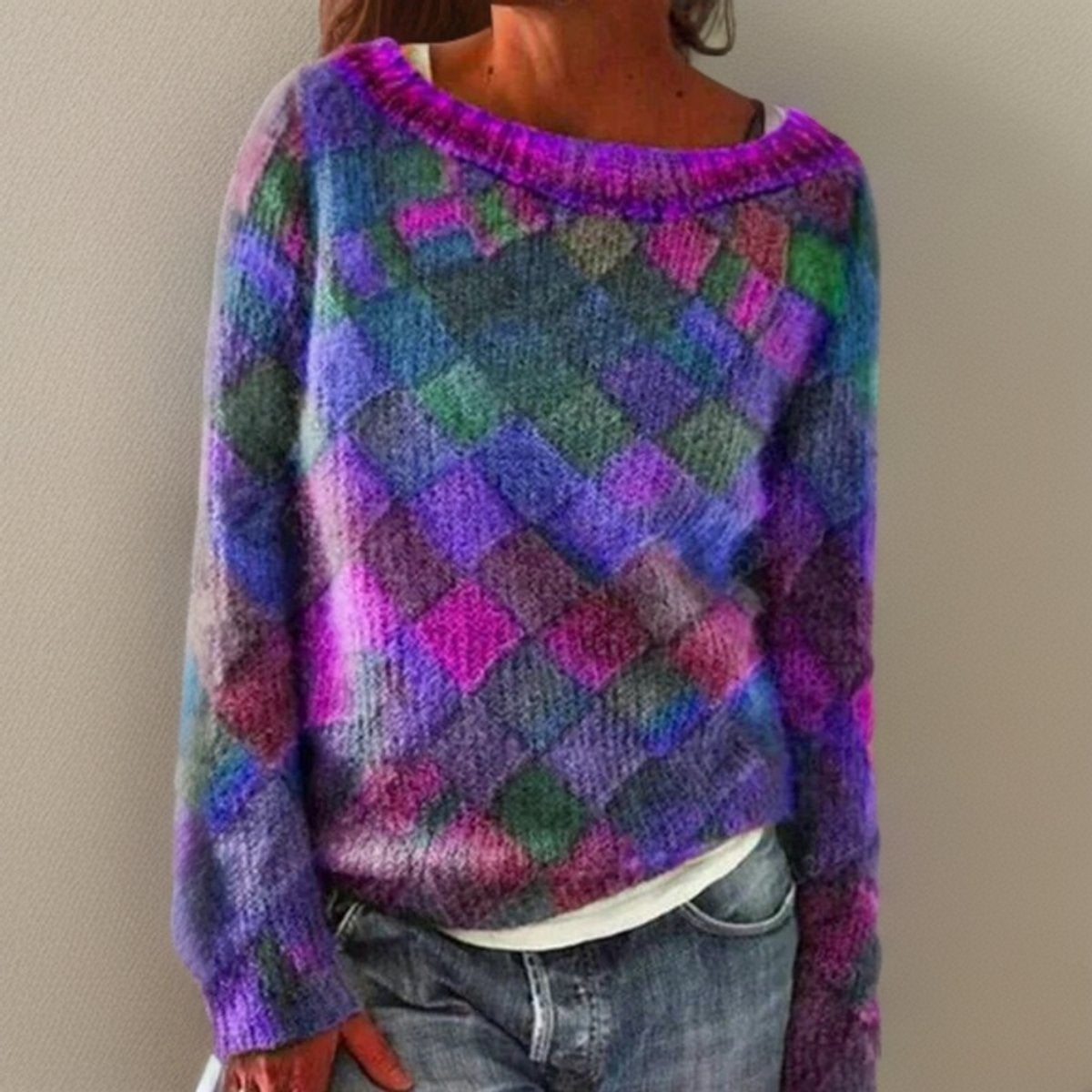 Layla™ | Jersey de lana con estampado de rombos