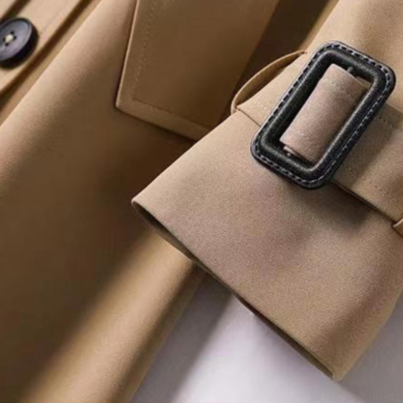 Rachel™ | Gabardina larga con cinturón y forro de cuadros