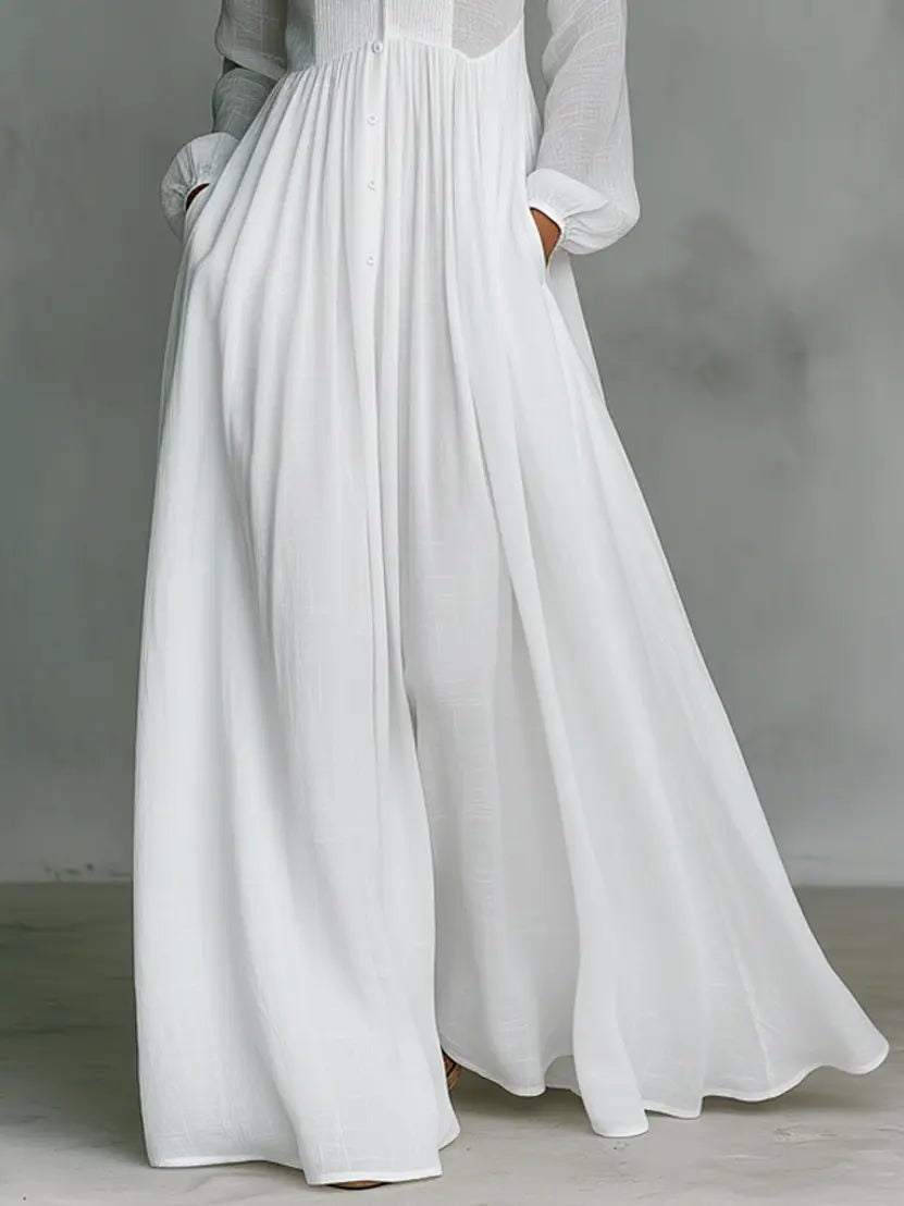 Lucy™ | Vestido de novia sencillo de manga larga con botones