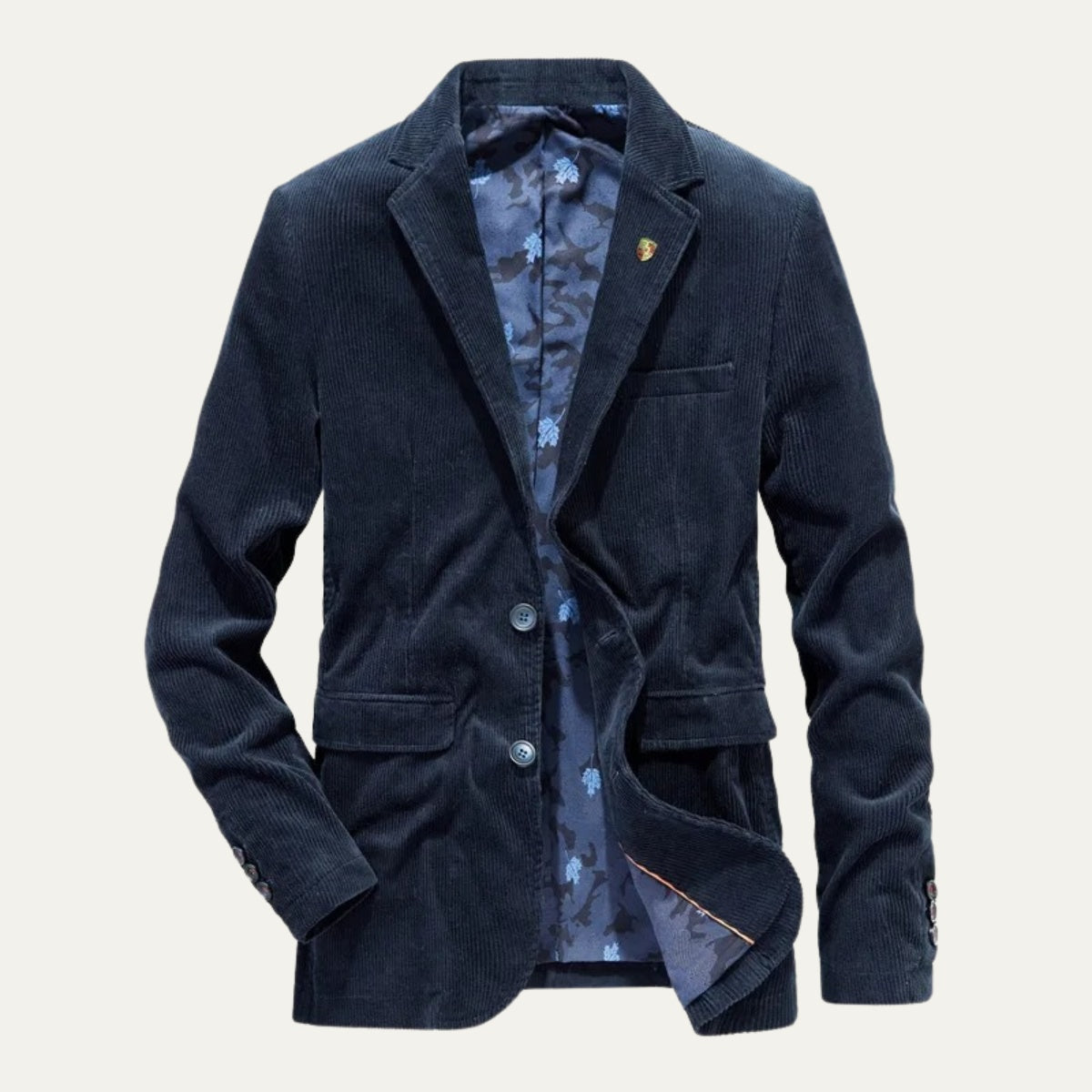 Ethan™ | Blazer de pana con solapa y forro estampado