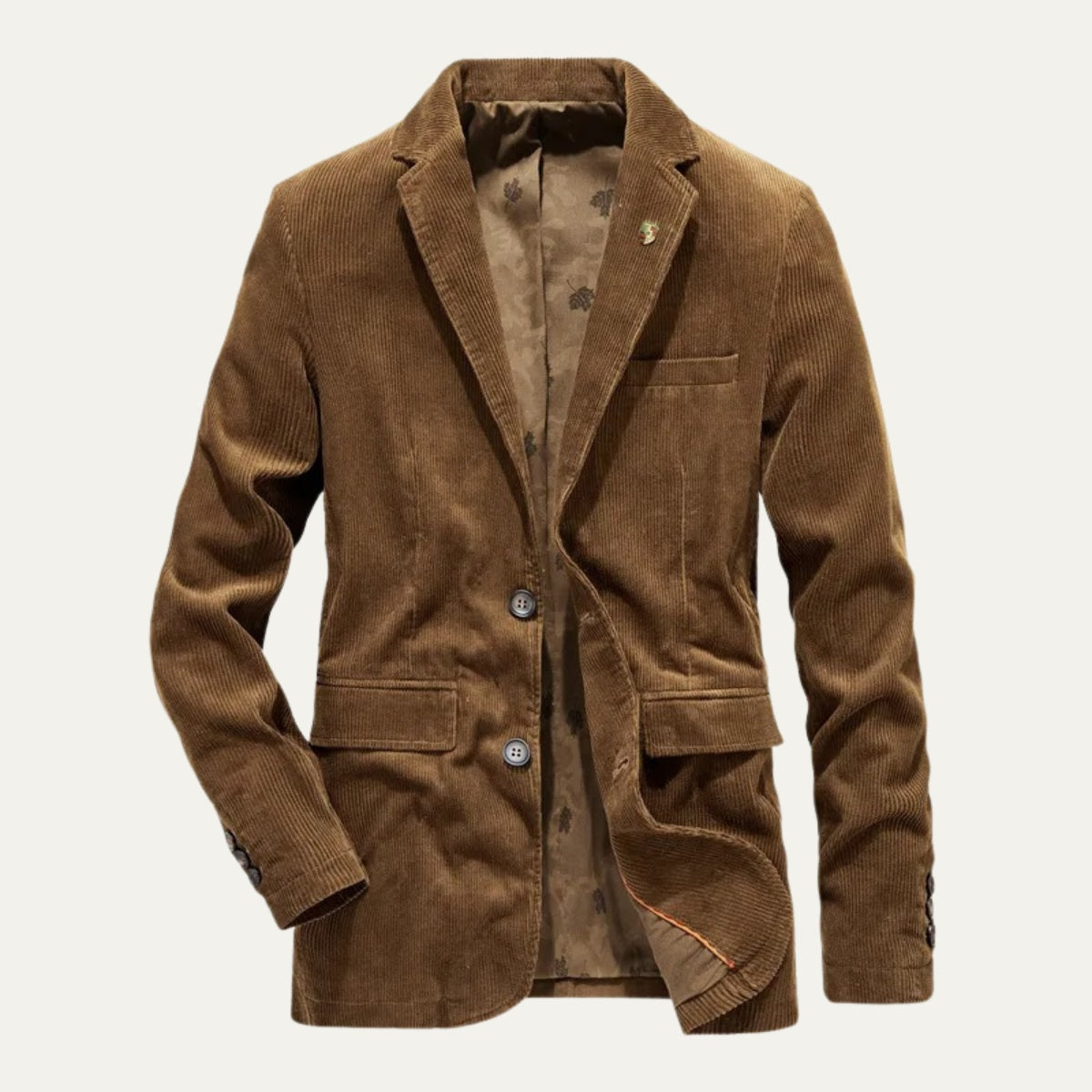 Ethan™ | Blazer de pana con solapa y forro estampado