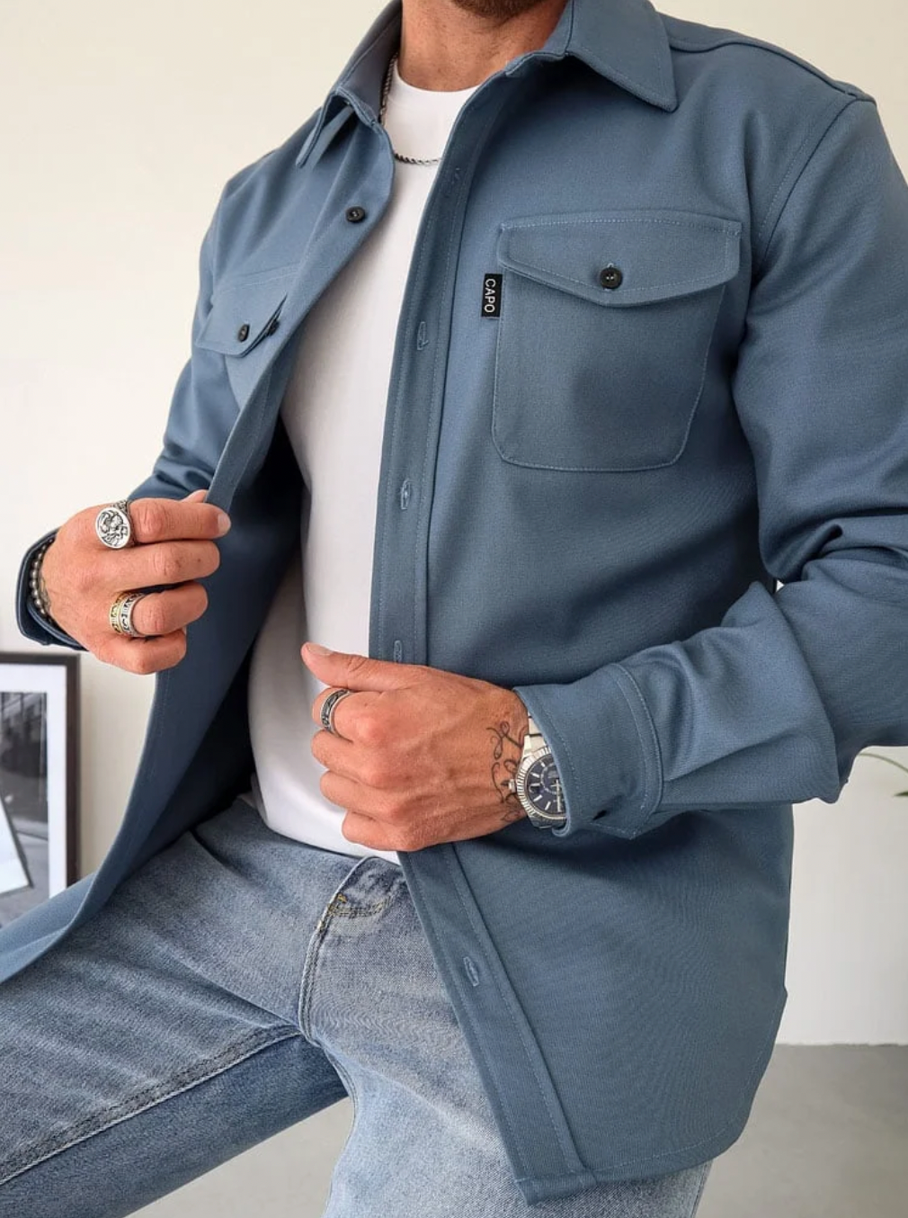 Malcolm™ | Camisa vaquera de manga larga con bolsillos