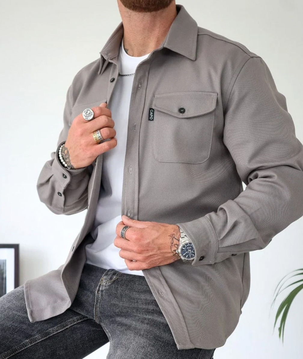 Malcolm™ | Camisa vaquera de manga larga con bolsillos