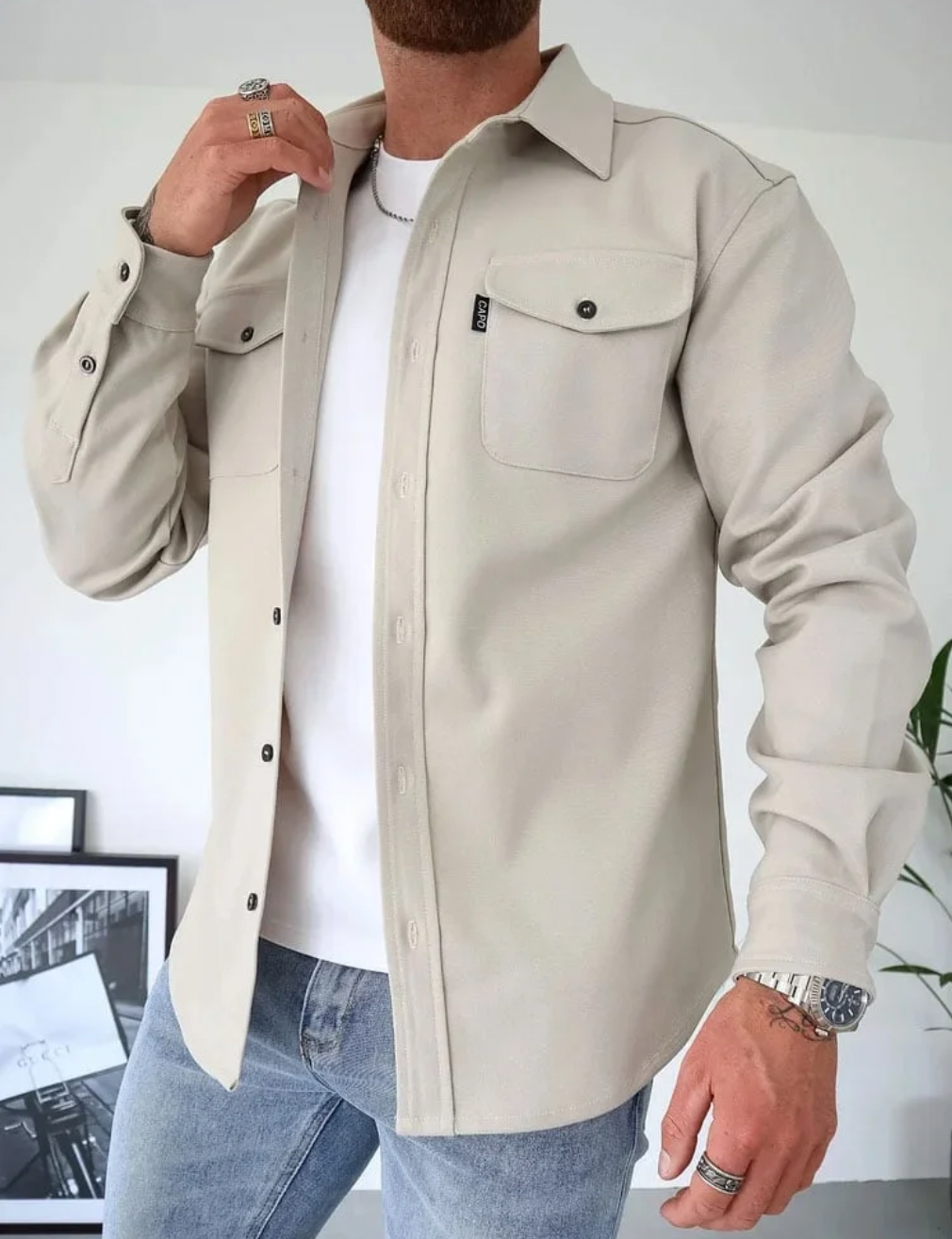 Malcolm™ | Camisa vaquera de manga larga con bolsillos