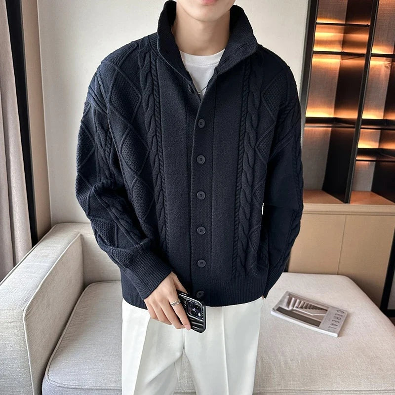 Samuel™ | Cárdigan de punto trenzado con cuello alto