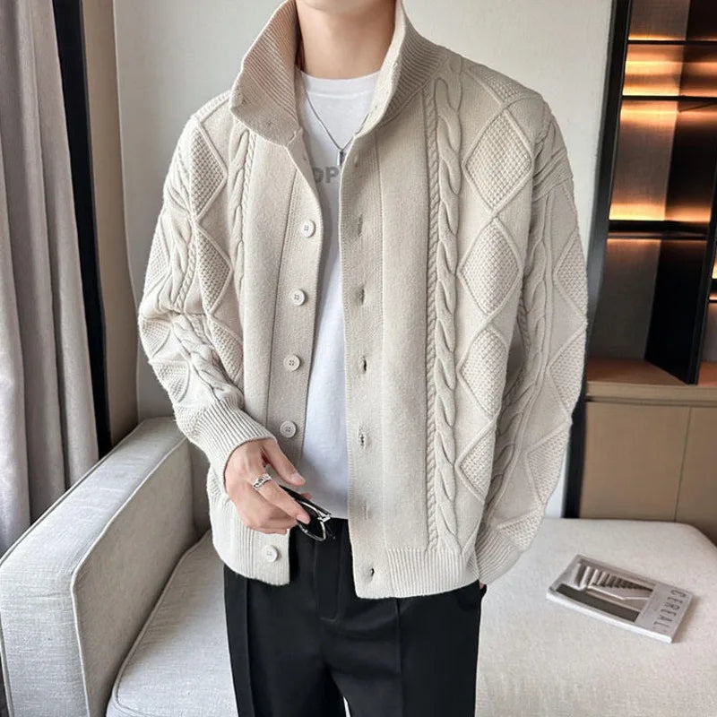 Samuel™ | Cárdigan de punto trenzado con cuello alto